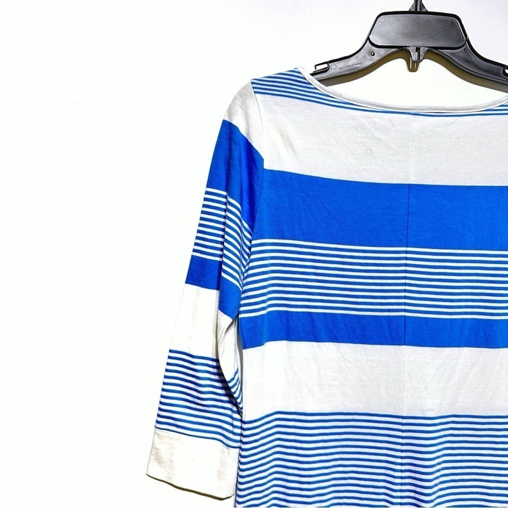 Lilly Pulitzer Marlow Bay Blue Coconut Stripes Dress Cotton Size S 3/4 Sleeves - Picture 4 of 10